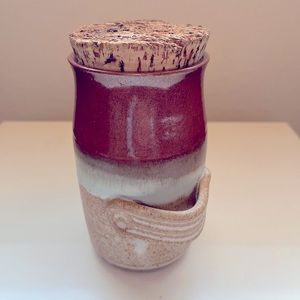 Studio Pottery Hand Crafted Jug With Cork Lid
